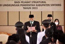 Bupati Sintang Lantik 119 Pejabat Struktural